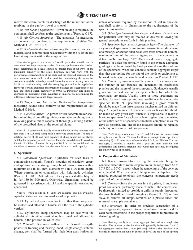 ASTM C192/C192M-02 - Standard Practice for Making and Curing Concrete Test Specimens in the Laboratory