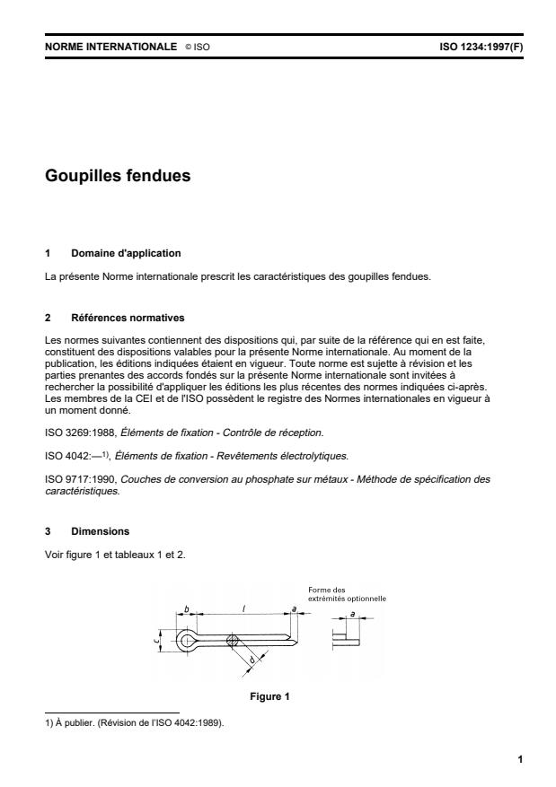 ISO 1234:1997 - Goupilles fendues
