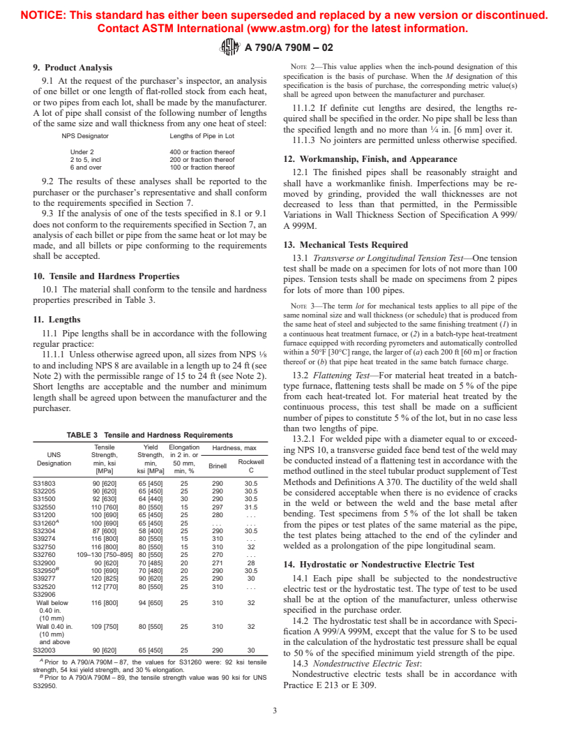 ASTM A790/A790M-02 - Standard Specification for Seamless and Welded Ferritic/Austenitic Stainless Steel Pipe