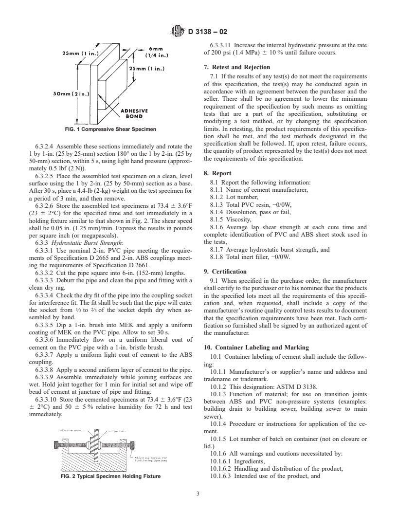 ASTM D3138-02 - Standard Specification for Solvent Cements for Transition Joints Between Acrylonitrile-Butadiene-Styrene (ABS) and Poly(Vinyl Chloride) (PVC) Non-Pressure Piping Components