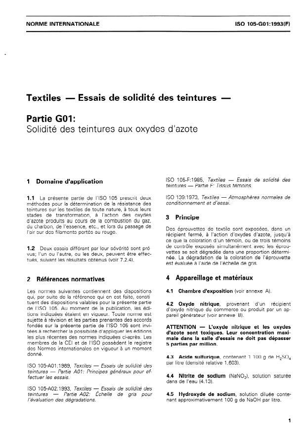 ISO 105-G01:1993 - Textiles -- Essais de solidité des teintures
