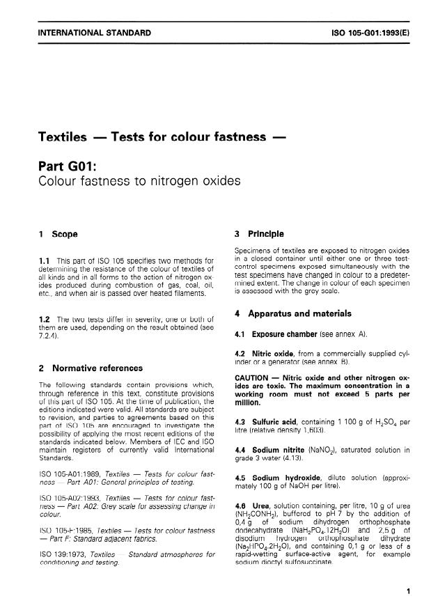 ISO 105-G01:1993 - Textiles -- Tests for colour fastness