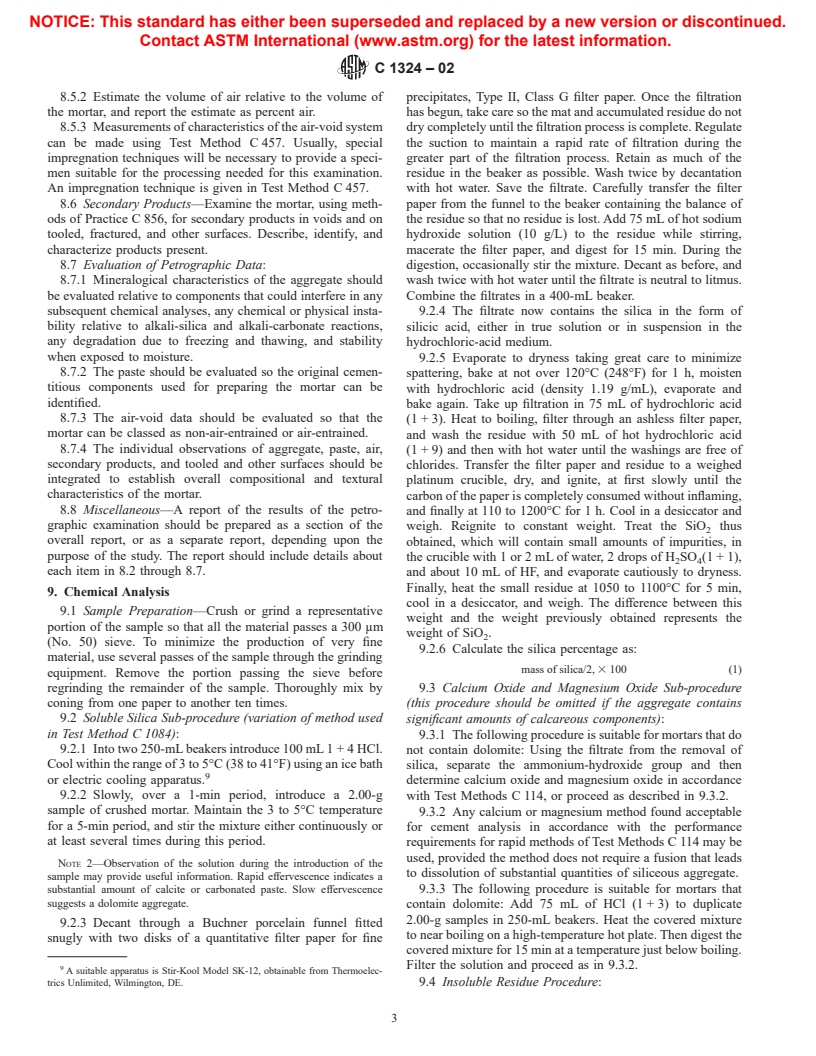 ASTM C1324-02 - Standard Test Method for Examination and Analysis of Hardened Masonry Mortar