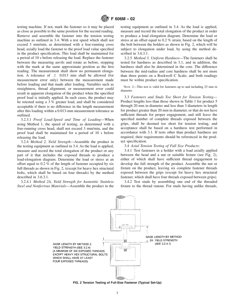 ASTM F606M-02 - Standard Test Methods for Determining the Mechanical Properties of Externally and Internally Threaded Fasteners, Washers, and Rivets [Metric]