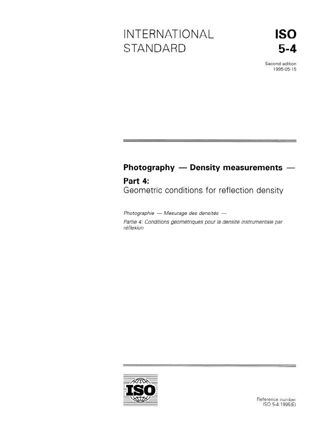 ISO 5-4:1995 - Photography -- Density measurements