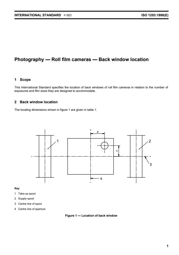 ISO 1203:1998 ISO 1203:1998 - Photography -- Roll film cameras -- Back window location - Page 3 preview