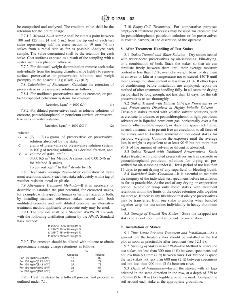 ASTM D1758-02 - Standard Test Method of Evaluating Wood Preservatives by Field Tests with Stakes