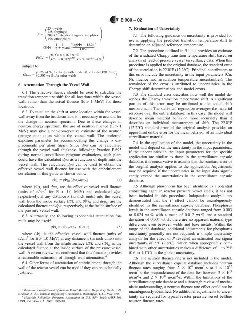 ASTM E900-02 - Standard Guide for Predicting Radiation-Induced Transition Temperature Shift in Reactor Vessel Materials, E706 (IIF)