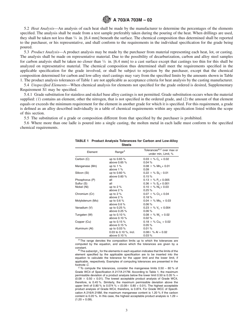 REDLINE ASTM A703/A703M-02 - Standard Specification for Steel Castings, General Requirements, for Pressure-Containing Parts