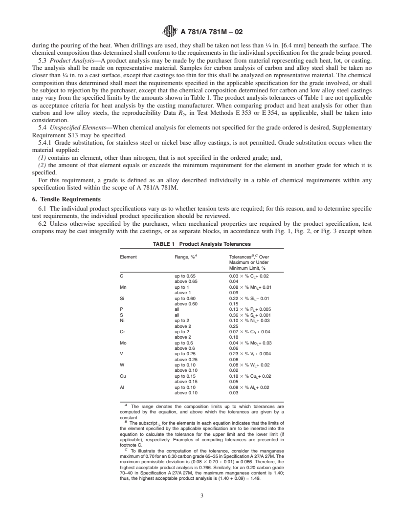 REDLINE ASTM A781/A781M-02 - Standard Specification for Castings, Steel and Alloy, Common Requirements, for General Industrial Use