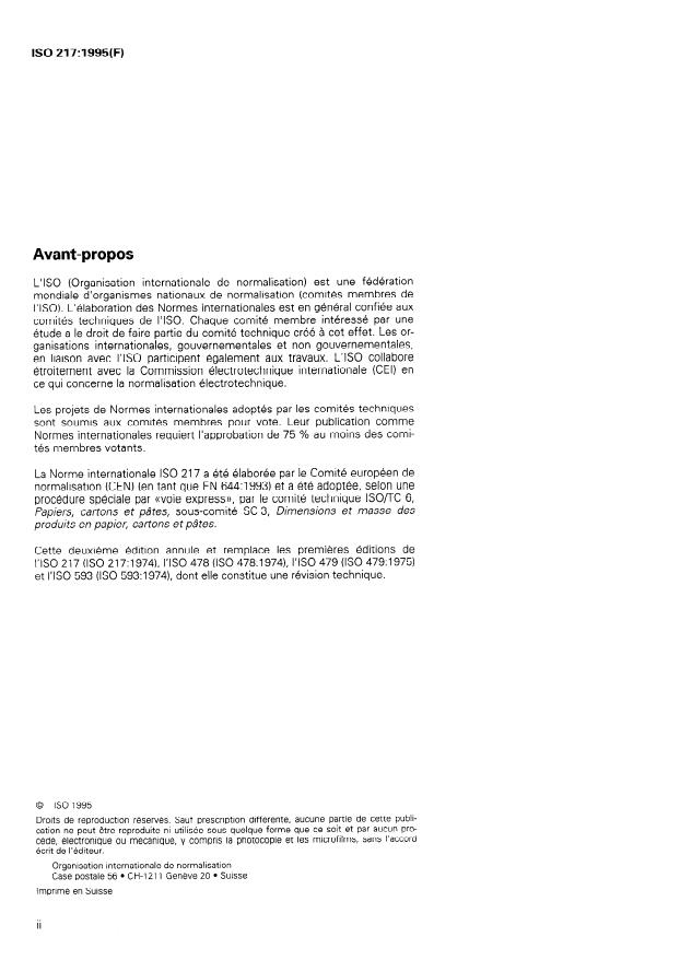 ISO 217:1995 ISO 217:1995 - Papier -- Formats bruts -- Désignation et tolérances pour la série principale et la série complémentaire, et désignation du sens de fabrication - Page 2 preview