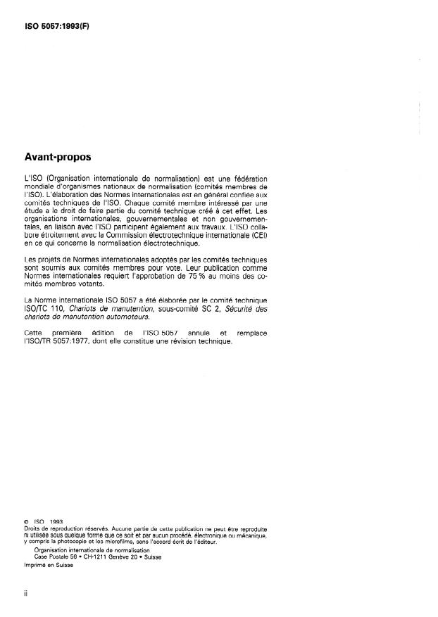 ISO 5057:1993 ISO 5057:1993 - Chariots de manutention -- Contrôle et réparation des bras de fourche en service sur les chariots élévateurs a fourche - Page 2 preview