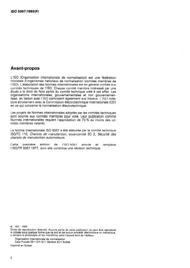 ISO 5057:1993 ISO 5057:1993 - Chariots de manutention -- Contrôle et réparation des bras de fourche en service sur les chariots élévateurs a fourche - Page 2 preview