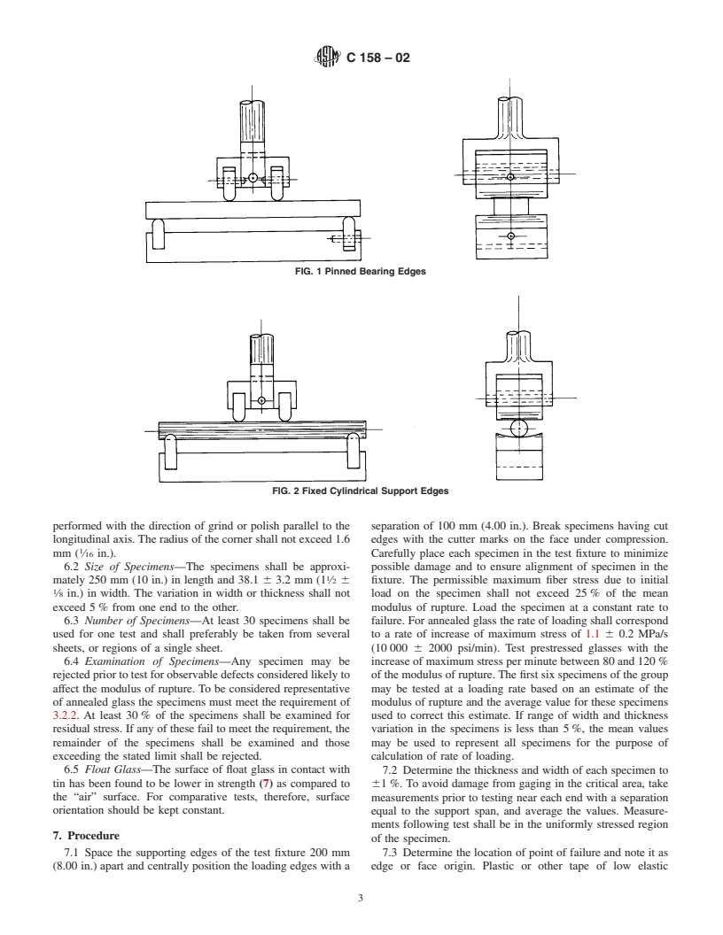 ASTM C158-02 - Standard Test Methods for Strength of Glass by Flexure (Determination of Modulus of Rupture)