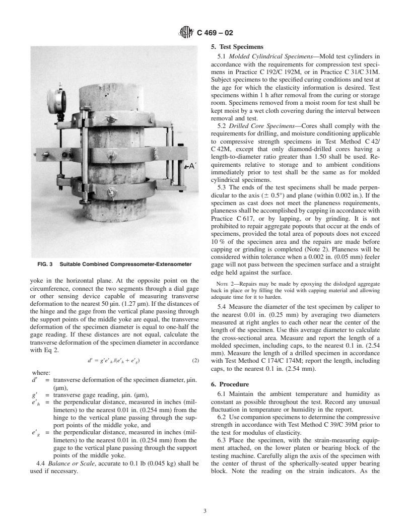 ASTM C469-02 - Standard Test Method for Static Modulus of Elasticity and Poisson's Ratio of Concrete in Compression