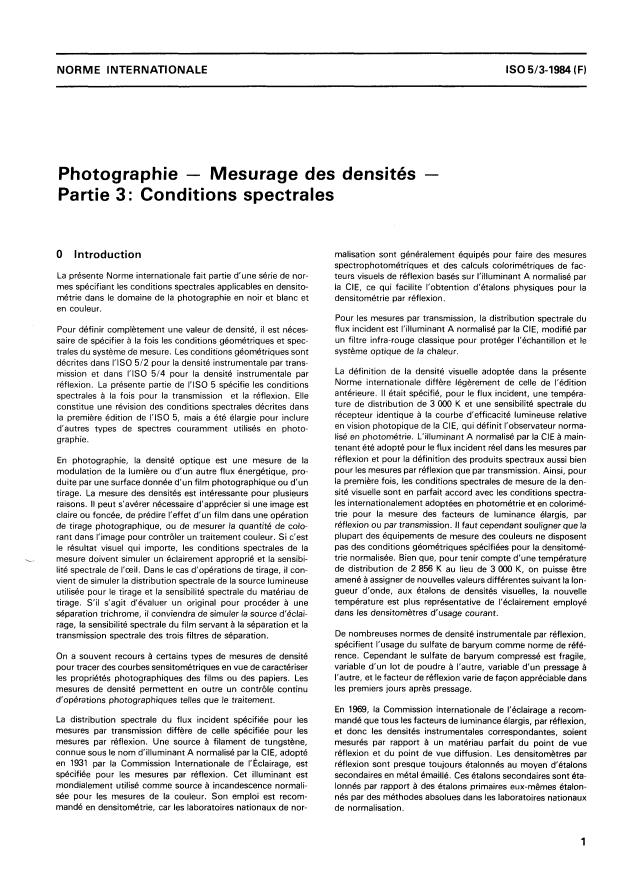 ISO 5-3:1984 - Photographie -- Mesurage des densités