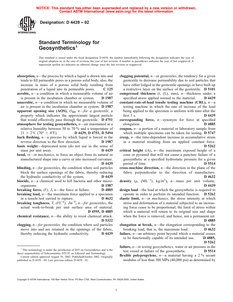 ASTM D4439-02 - Standard Terminology for Geosynthetics