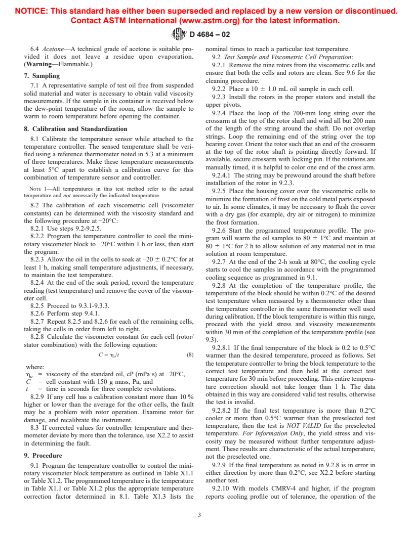 ASTM D4684-02 - Standard Test Method for Determination of Yield Stress and Apparent Viscosity of Engine Oils at Low Temperature