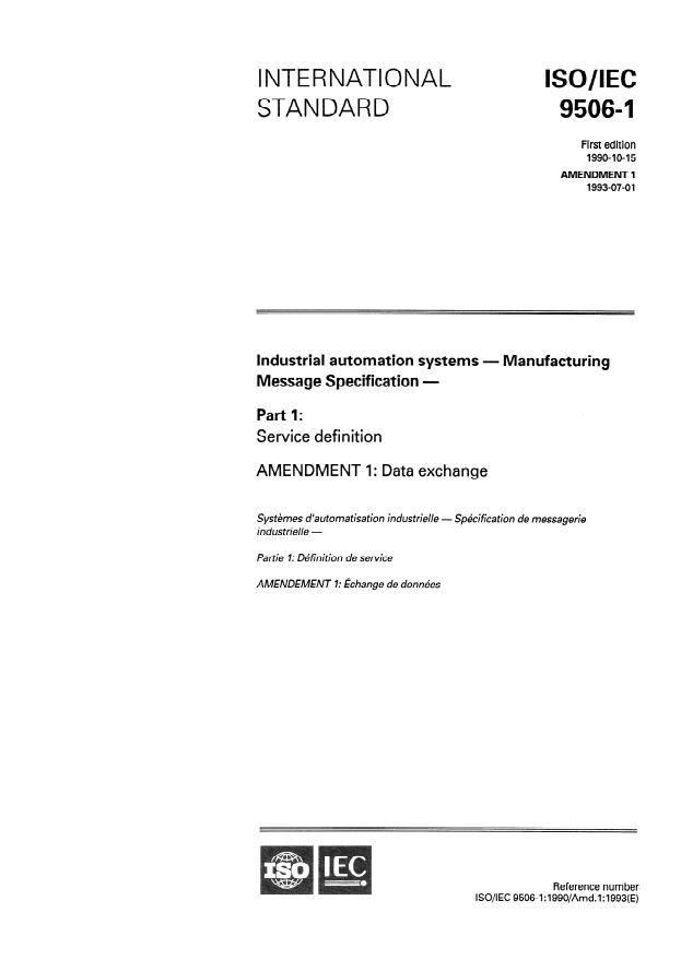ISO/IEC 9506-1:1990/Amd 1:1993 - Data exchange