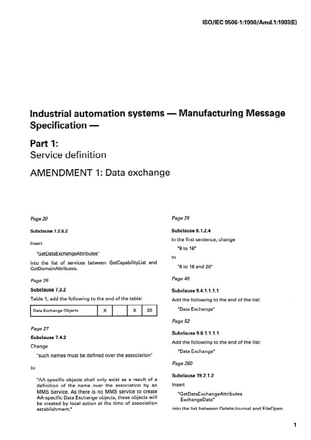 ISO/IEC 9506-1:1990/Amd 1:1993 - Data exchange