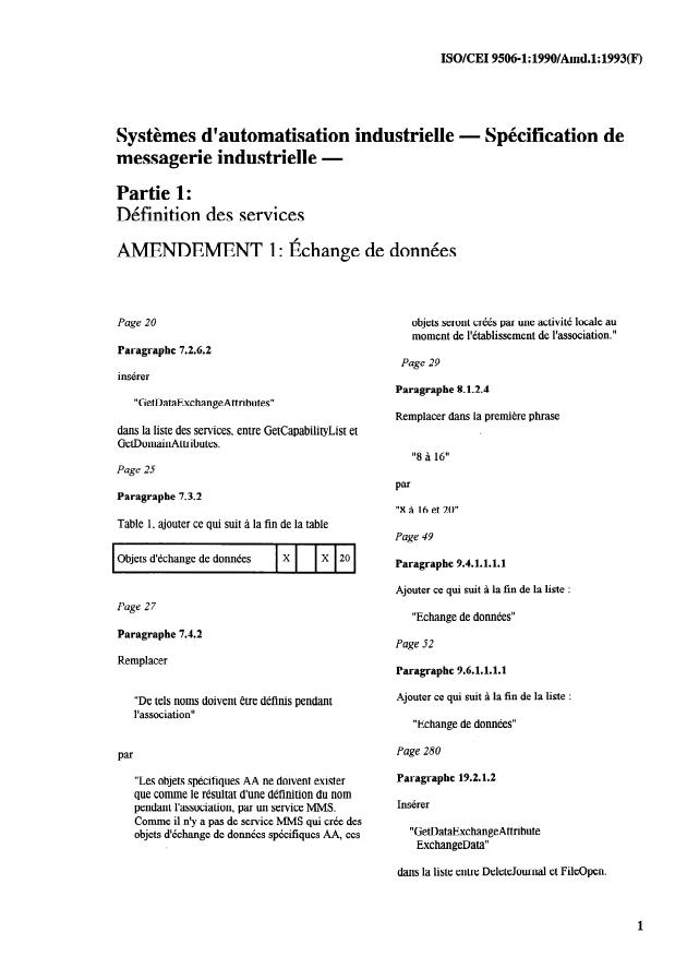 ISO/IEC 9506-1:1990/Amd 1:1993 - Échange de données