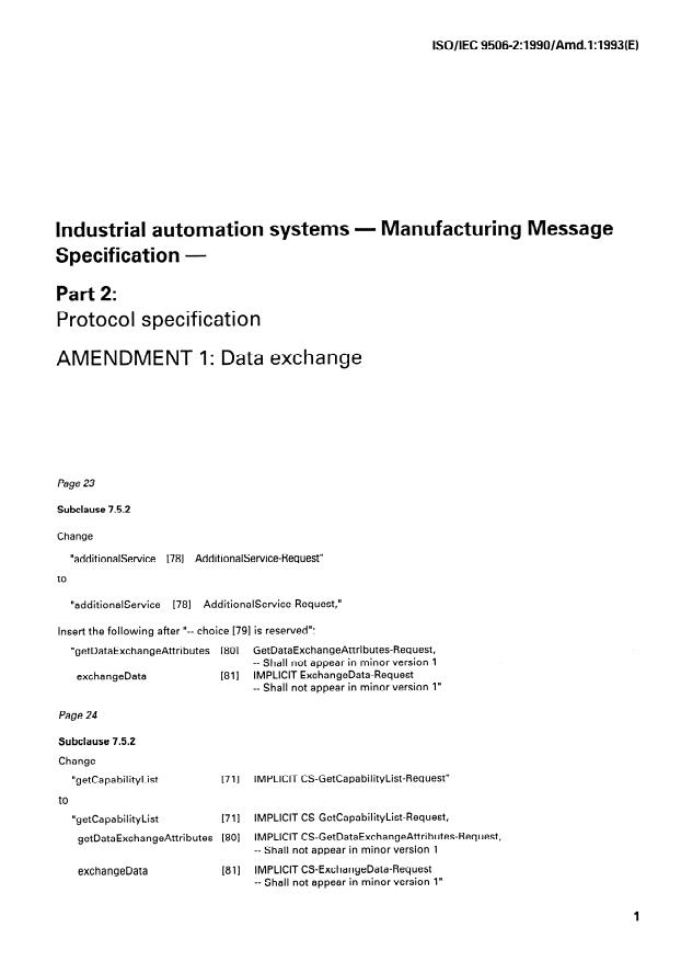 ISO/IEC 9506-2:1990/Amd 1:1993 - Data exchange