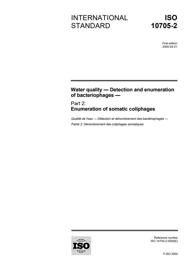 ISO 10705-2:2000 - Water quality -- Detection and enumeration of bacteriophages