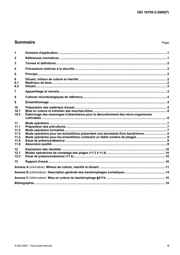 ISO 10705-2:2000 - Qualité de l'eau -- Détection et dénombrement des bactériophages