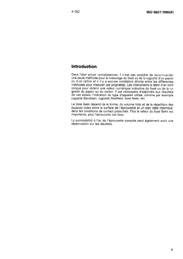 ISO 5627:1995 - Papier et carton -- Détermination du lissé (Méthode Bekk)