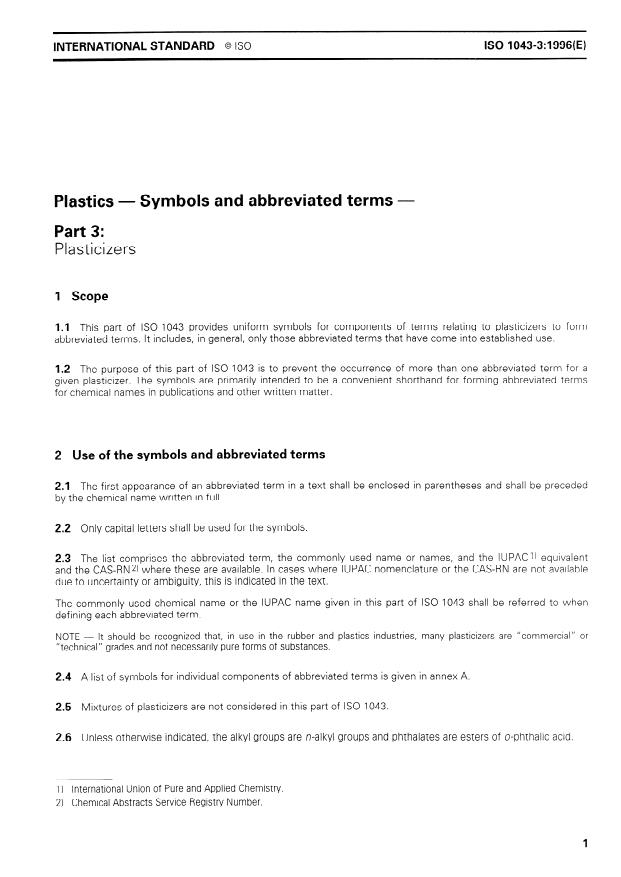 ISO 1043-3:1996 - Plastics -- Symbols and abbreviated terms