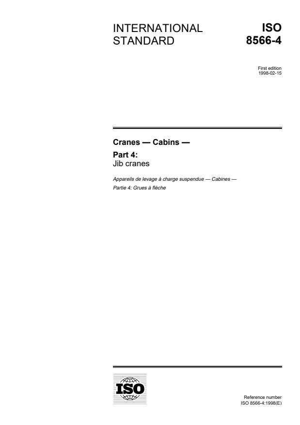 ISO 8566-4:1998 - Cranes -- Cabins
