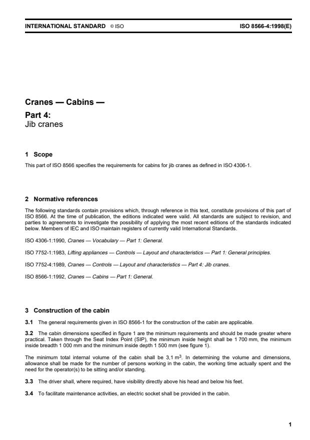 ISO 8566-4:1998 - Cranes -- Cabins