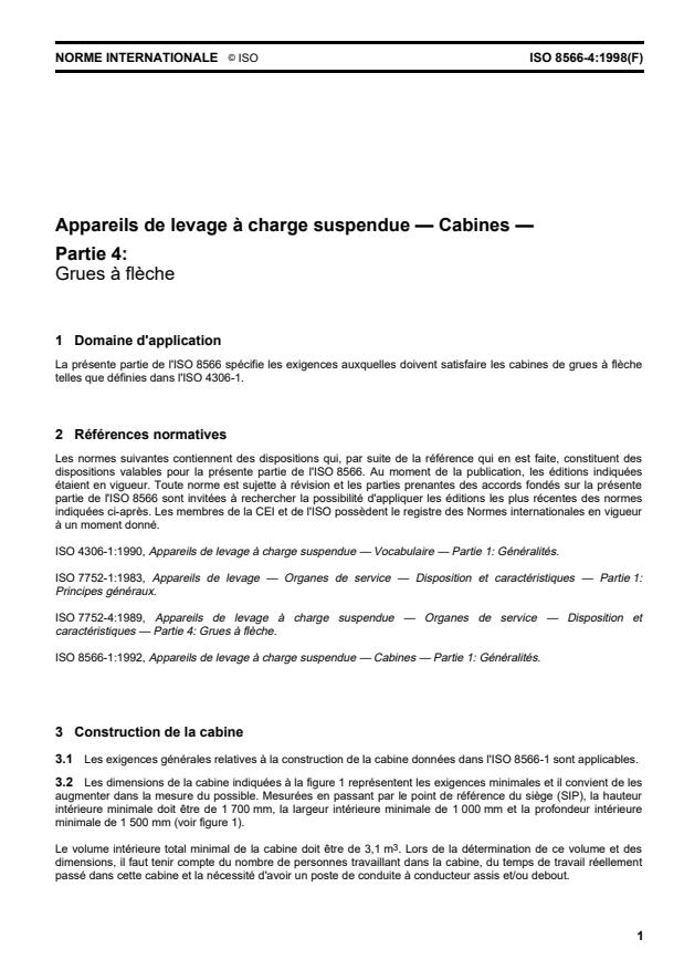 ISO 8566-4:1998 - Appareils de levage a charge suspendue -- Cabines