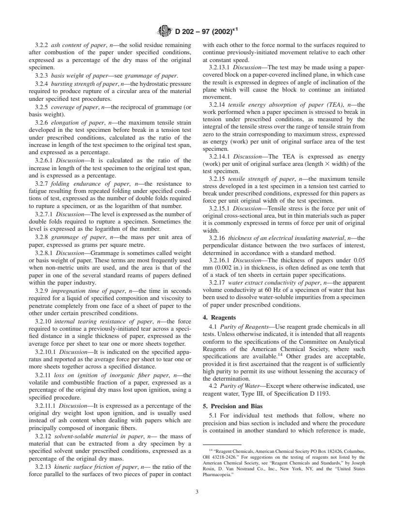 ASTM D202-97(2002)e1 - Standard Test Methods for Sampling and Testing Untreated Paper Used for Electrical Insulation