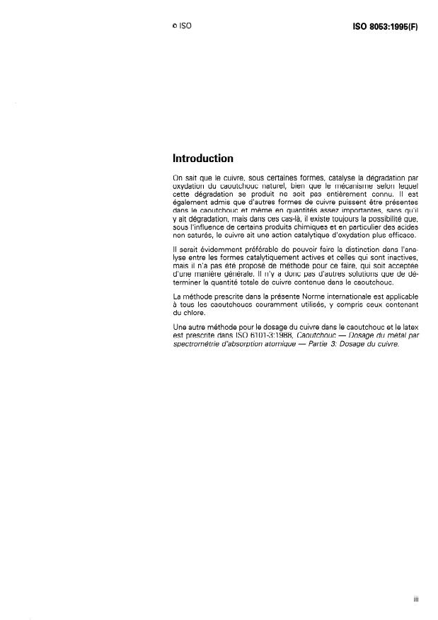 ISO 8053:1995 - Caoutchouc et latex -- Dosage du cuivre -- Méthode photométrique