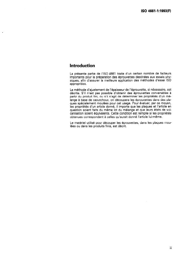 ISO 4661-1:1993 - Caoutchouc vulcanisé ou thermoplastique -- Préparation des échantillons et éprouvettes