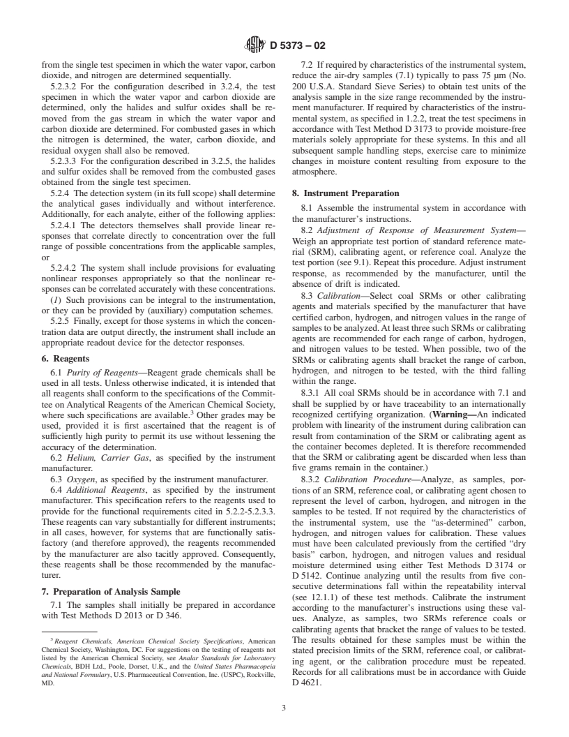 ASTM D5373-02 - Standard Test Methods for Instrumental Determination of Carbon, Hydrogen, and Nitrogen in Laboratory Samples of Coal and Coke