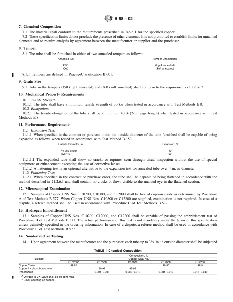 REDLINE ASTM B68-02 - Standard Specification for Seamless Copper Tube, Bright Annealed