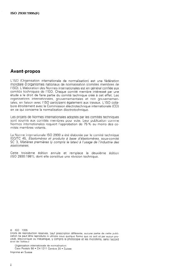 ISO 2930:1995 ISO 2930:1995 - Caoutchouc naturel brut -- Détermination de l'indice de rétention de plasticité (PRI) - Page 2 preview