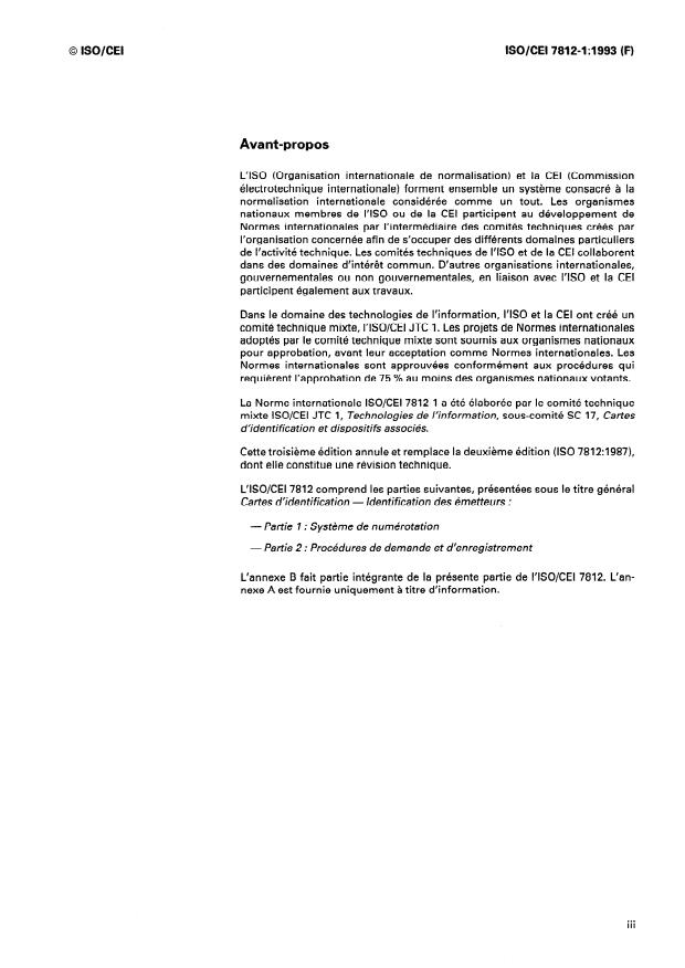 ISO/IEC 7812-1:1993 - Cartes d'identification -- Identification des émetteurs