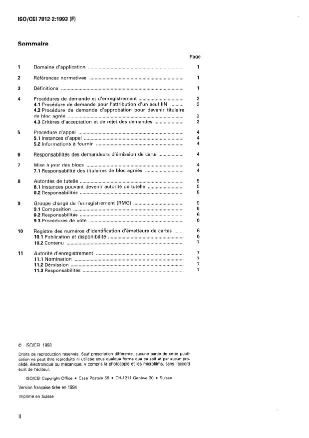 ISO/IEC 7812-2:1993 ISO/IEC 7812-2:1993 - Cartes d'identification -- Identification des émetteurs - Page 2 preview