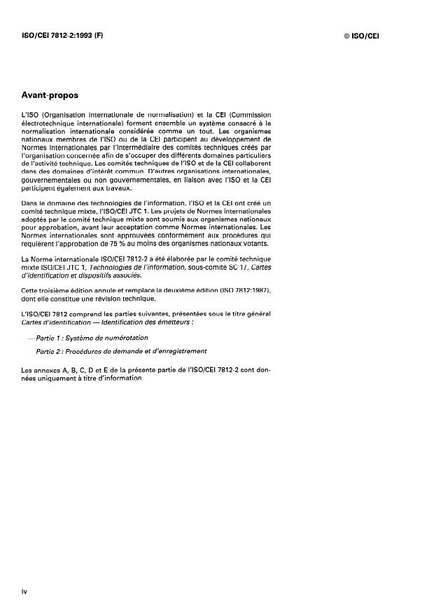 ISO/IEC 7812-2:1993 ISO/IEC 7812-2:1993 - Cartes d'identification -- Identification des émetteurs - Page 4 preview