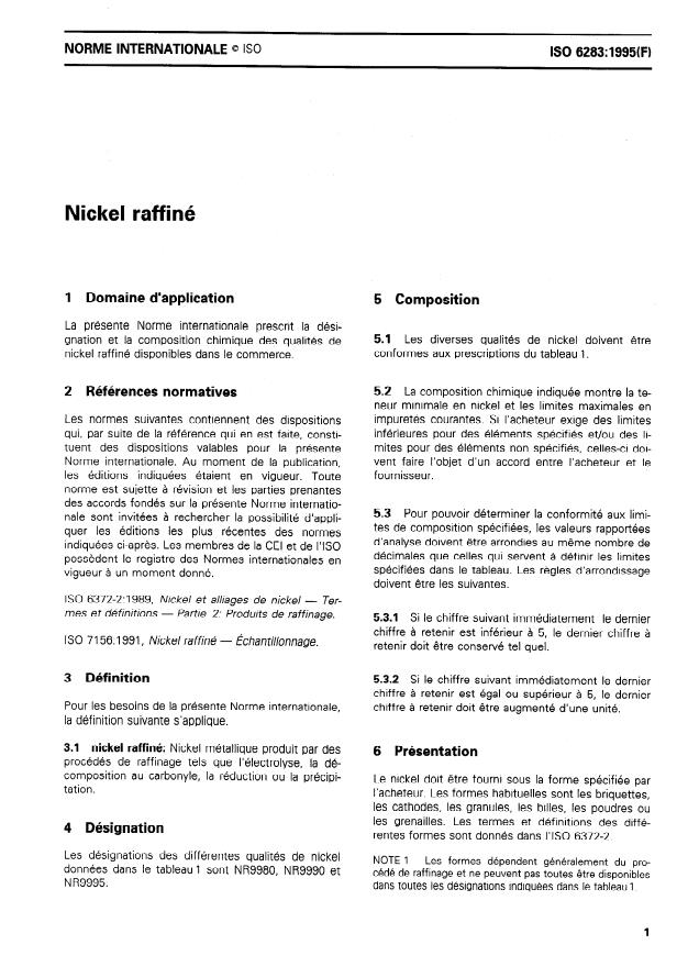 ISO 6283:1995 - Nickel raffiné