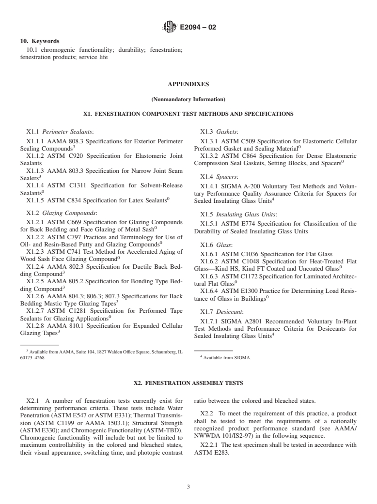 ASTM E2094-02 - Standard Practice for Evaluating the Service Life of Chromogenic Glazings (Withdrawn 2011)