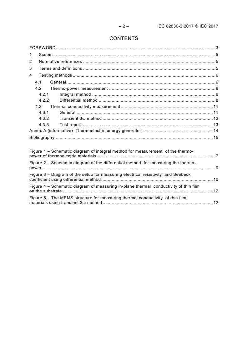 IEC 62830-2:2017 IEC 62830-2:2017 - Semiconductor devices - Semiconductor devices for energy harvesting and generation - Part 2: Thermo power based thermoelectric energy harvesting - Page 4 preview