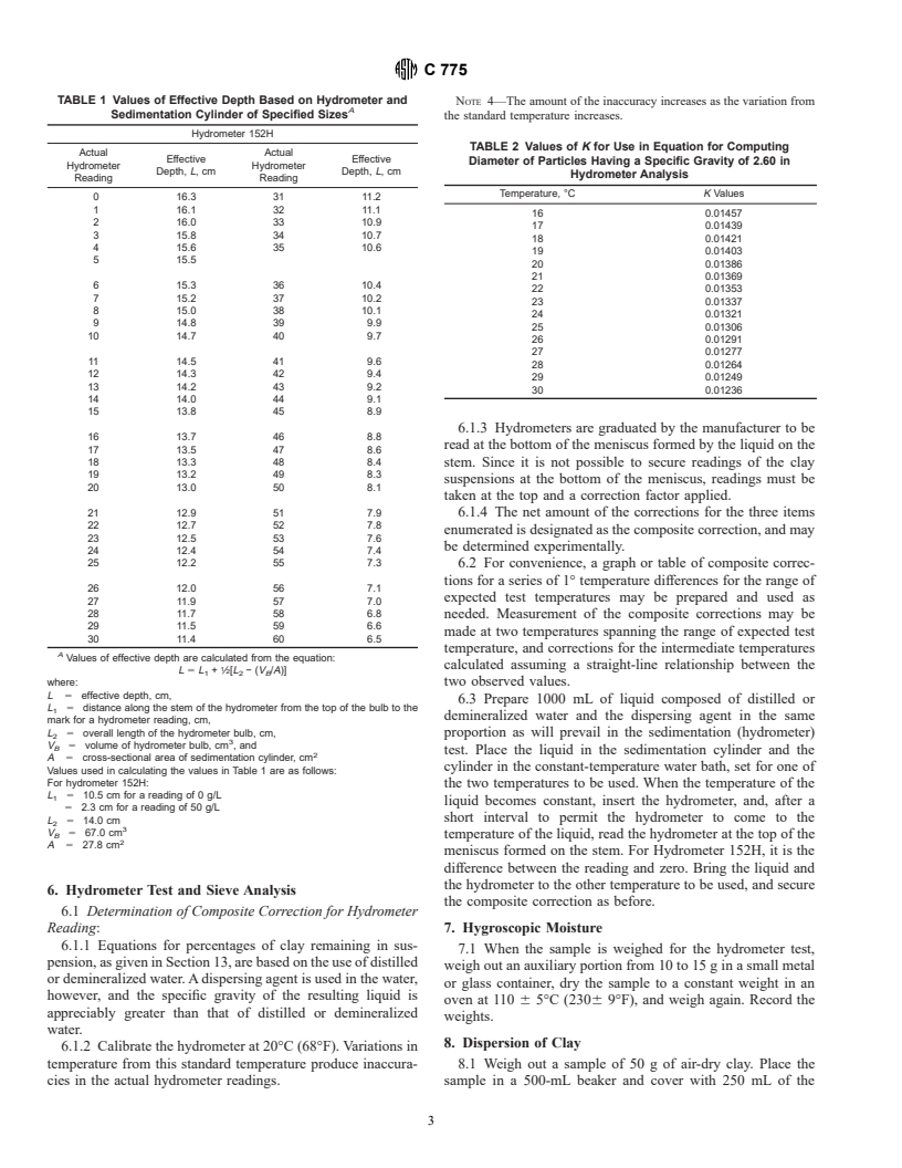 ASTM C775-79(1997)e1 - Standard Method for Particle-Size Analysis of Whiteware Clays (Withdrawn 2002)