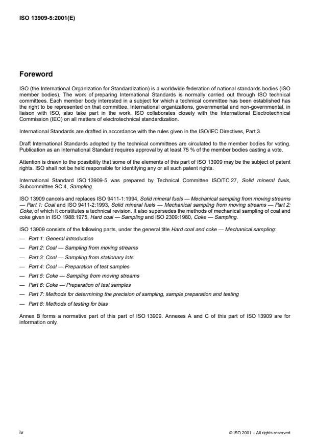 ISO 13909-5:2001 ISO 13909-5:2001 - Hard coal and coke -- Mechanical sampling - Page 4 preview