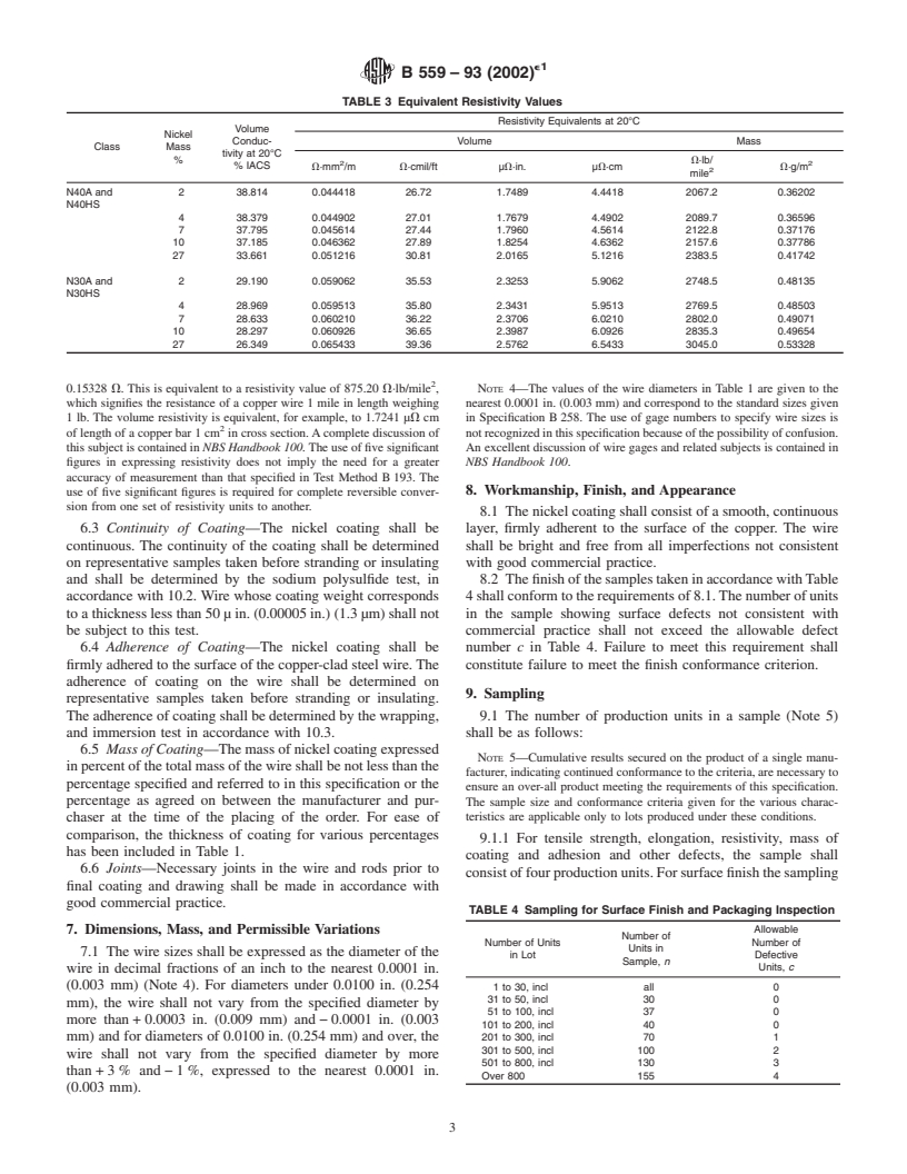 ASTM B559-93(2002)e1 - Standard Specification for Nickel-Coated, Copper-Clad Steel Wire for Electronic Application