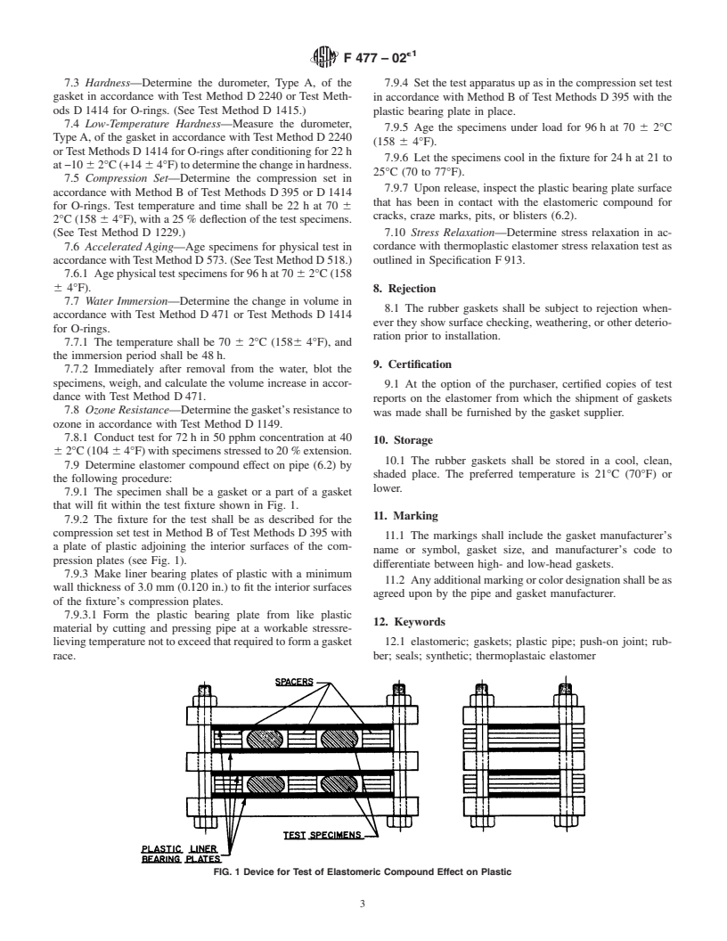 ASTM F477-02e1 - Standard Specification for Elastomeric Seals (Gaskets) for Joining Plastic Pipe