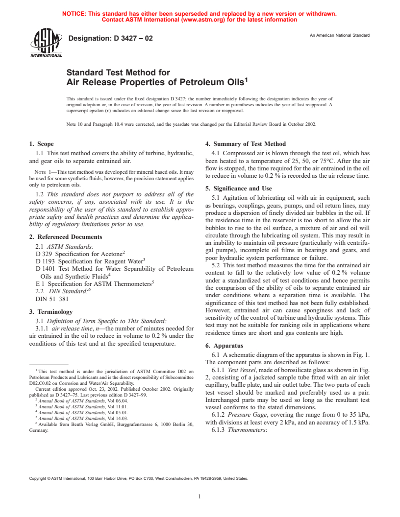 ASTM D3427-02 - Standard Test Method for Air Release Properties of Petroleum Oils